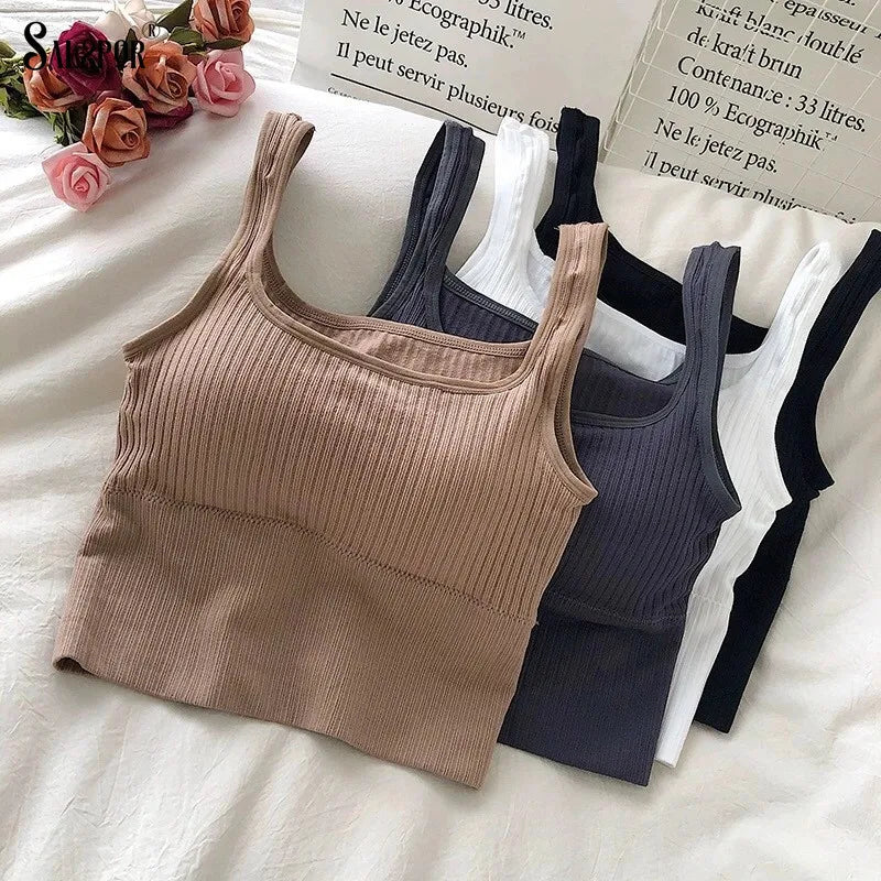 QerMiosap Crop Top with Built in Bra for Women Short Sleeve Sports